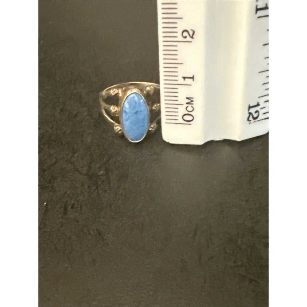 Vintage Southwest Style Sterling Silver Turquoise Ring Size 6 1/2